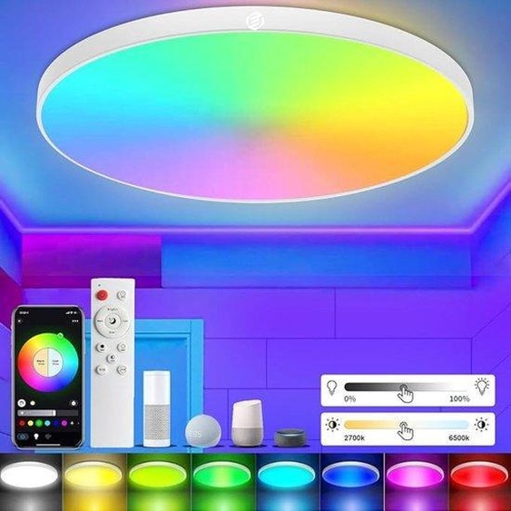 Plafonnier pour salle de bains - Gamme Premium - Plafonnier à 1 ampoule - Blanc - Verre