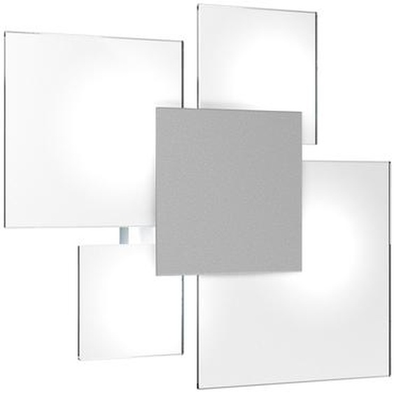 Plafonnier rectangulaire Toplight Upgrade 4 lumières avec culot GX53, structure grise et blanche, design moderne 46x42x15cm