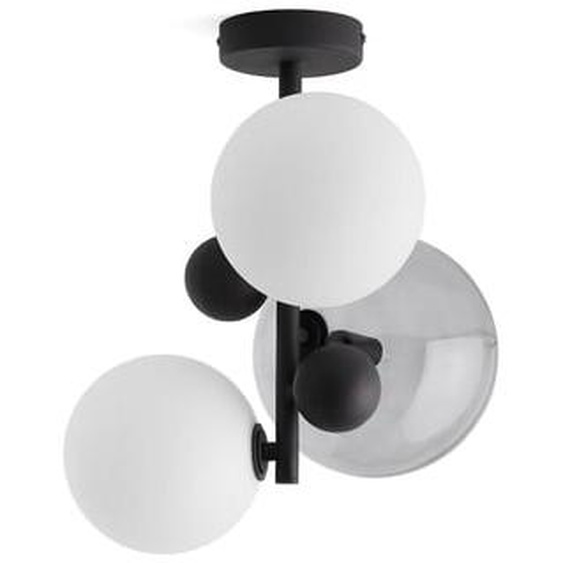 Plafonnier suspension verre fumé/métal, Bullesco
