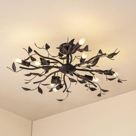 Plafonnier Yos Lindby, dimmable, noir, Chambre à coucher, Métal, Florentin, Plafonnier