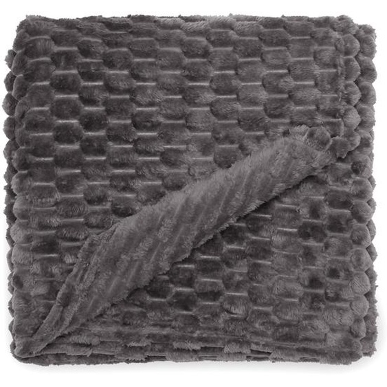 Plaid 130x170 cm LEMMING en velours jacquard gris Bison