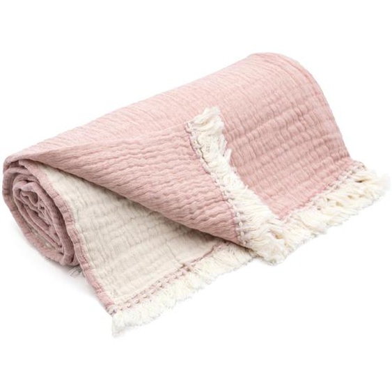Plaid 130x170 cm VENCE gaze de coton rose thé