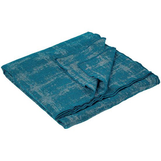 Plaid 145x170 cm DELFT en laine bleu paon