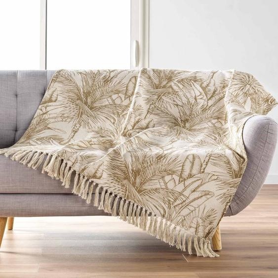 Plaid À Franges Imprimé Végétal -