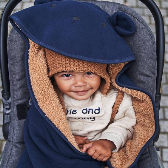 Plaid bébé à capuche en molleton, doublé peluche encre