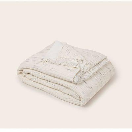 MADURA - Plaid Chamauny  en Gaze de coton marbrée doublée de polaire Blanc