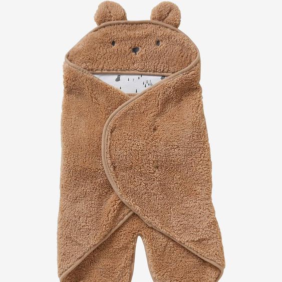 Plaid chancelière bébé en peluche, doublé jersey ourson