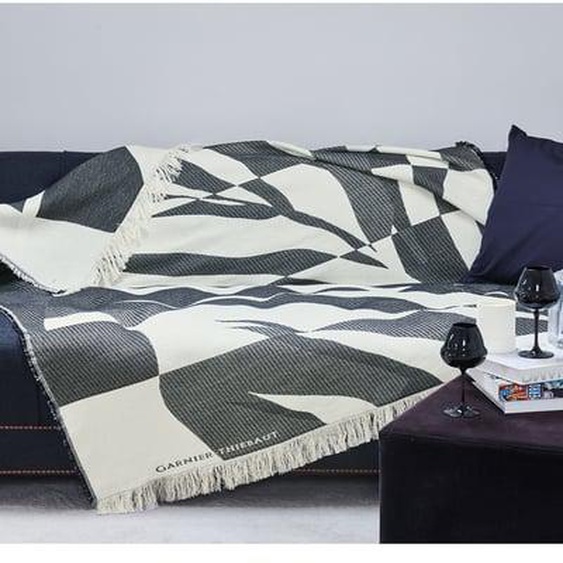Plaid coton & autres fibres Versus noir et blanc