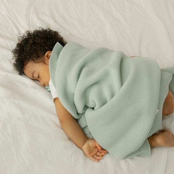 Plaid coton bio Bienvenue amande