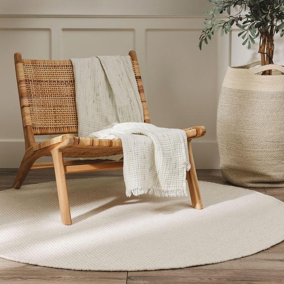 Plaid en coton Jona Crème 140x200 cm - Tapis poil court design moderne pour salon