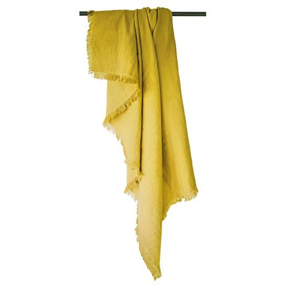 PRIX FOUS Plaid en gaze de coton Colombe jaune curry 130x150cm