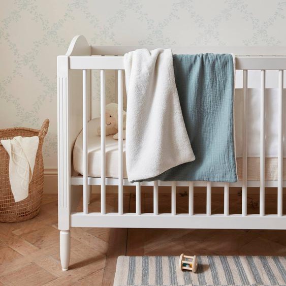 Plaid Gaze De Coton Et Micro-polaire Vert Moyen Uni
