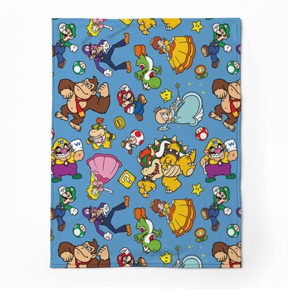 Plaid Mario Et Ses Amis Polyester Bleu