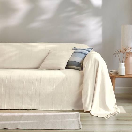 Plaid ou jeté uni coton tissage artisanal -