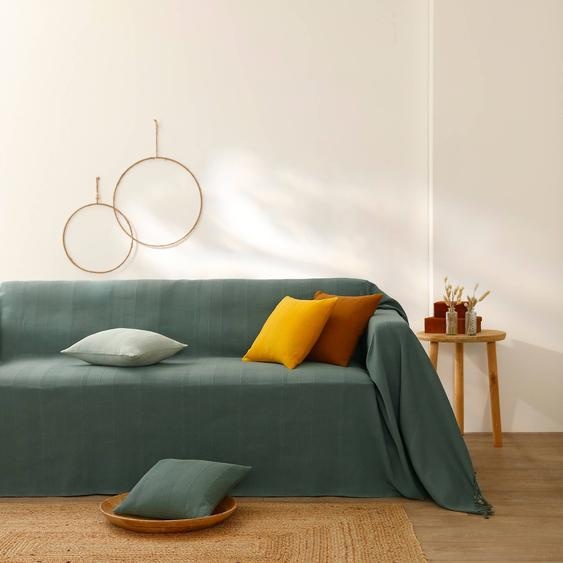 Plaid ou jeté uni coton tissage artisanal -