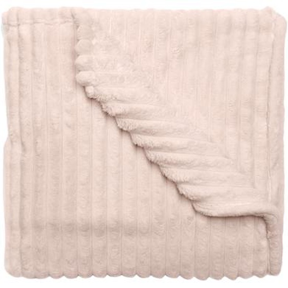 Plaid polaire polyester côtelé rose make up 130x150cm Etienne