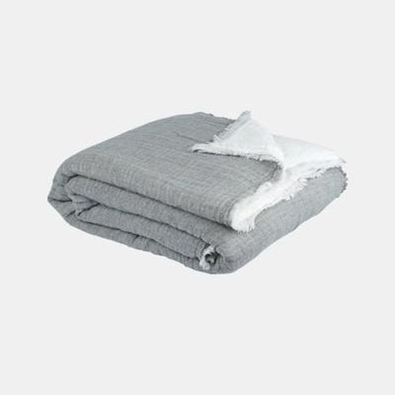 Plaid réversible - Célestine - Charbon/Écru