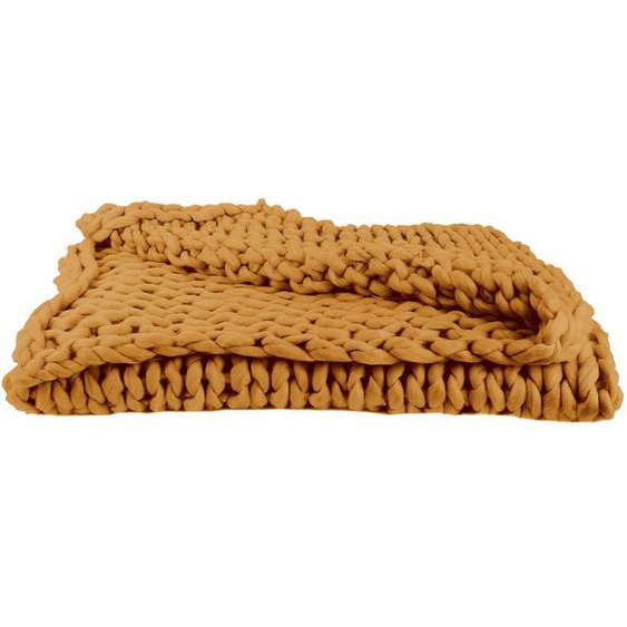 Plaid tricoté grosse maille 120x150 cm CHUNKY Jaune