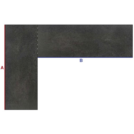 Plan de travail en L 180 x 232 cm, plan de travail de cuisine District Dark aspect béton