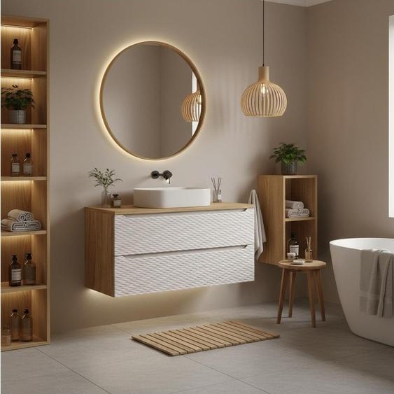 Plan vasque YOKA – Finition chêne clair, 140 cm