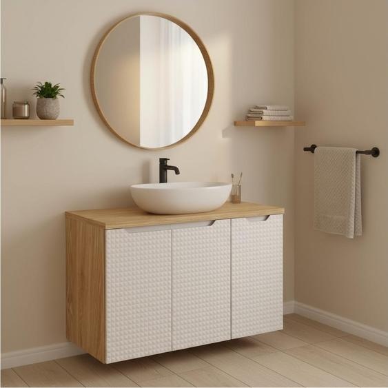 Plan vasque YOKA – Finition chêne clair, 90 cm