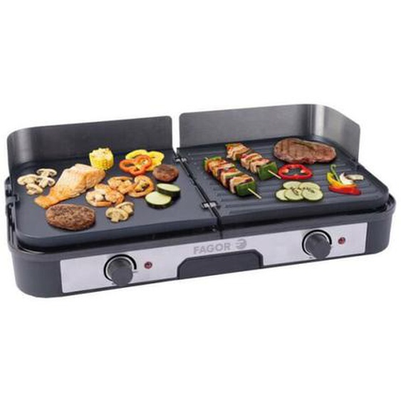 Plancha Electrique - Planche Fagor FG823 - Surface de cuisson xl: 50,8x25,4cm - Thermostat réglable - 2000 w
