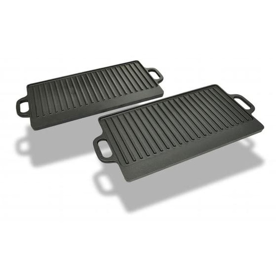 Plancha en fonte réversible 2 pcs 38x23 cm