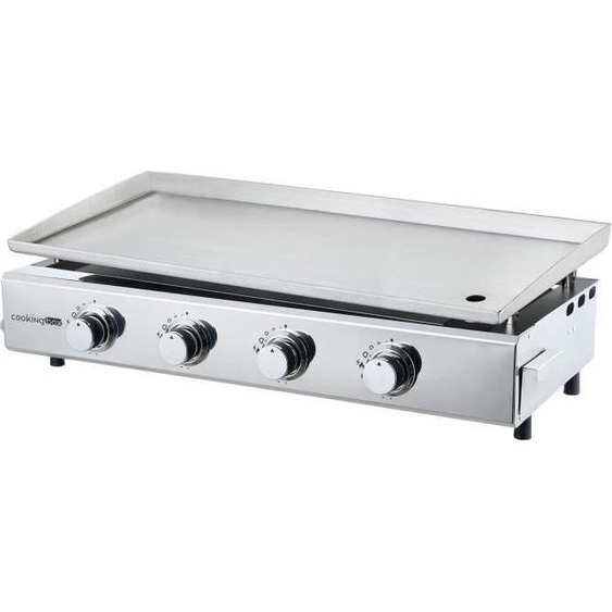 Plancha Gaz BRASILIA, 4 Feux, 10kW, 84x41x24,5 cm, Tout Inox, Surface Cuisson 84x34 cm
