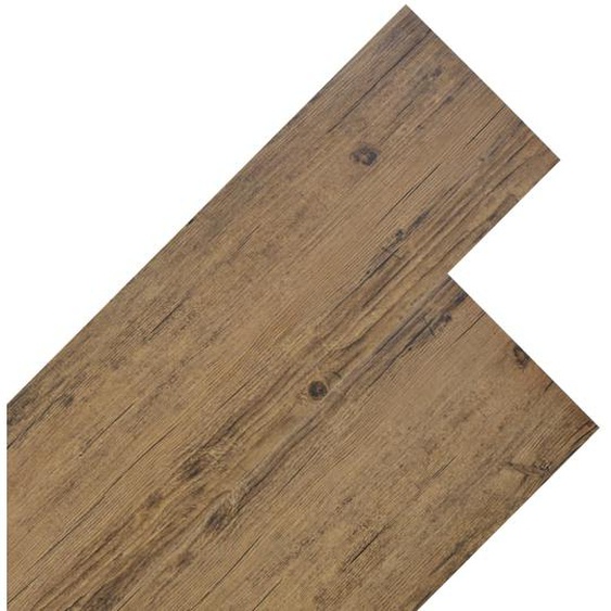 Planches de plancher PVC Non auto-adhésif 5,26 m² Marron noyer