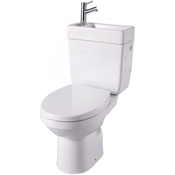 Planetebain - wc à poser avec lave-mains intégré sans bride sortie horizontale Opale