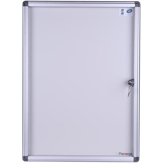 Planorga Vitrine daffichage extérieur Eco Verticale avec serrure à clé 1 feuilles A4 - Porte battante - Fond magnétique