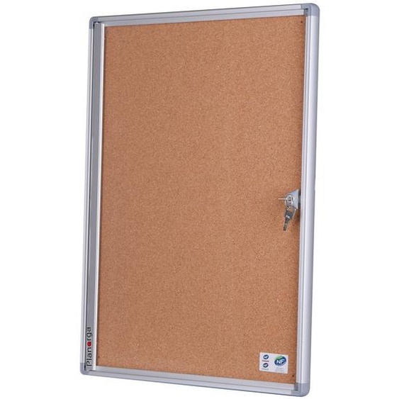 Planorga Vitrine daffichage intérieur Eco Horizontale avec serrure à clé 6 feuilles A4 - Porte battante - Fond liège