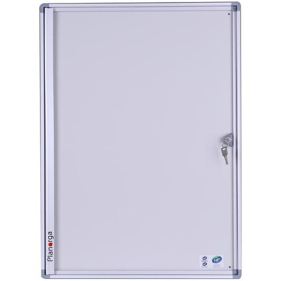 Planorga Vitrine daffichage intérieur Eco Horizontale avec serrure à clé 6 feuilles A4 - Porte battante - Fond magnétique