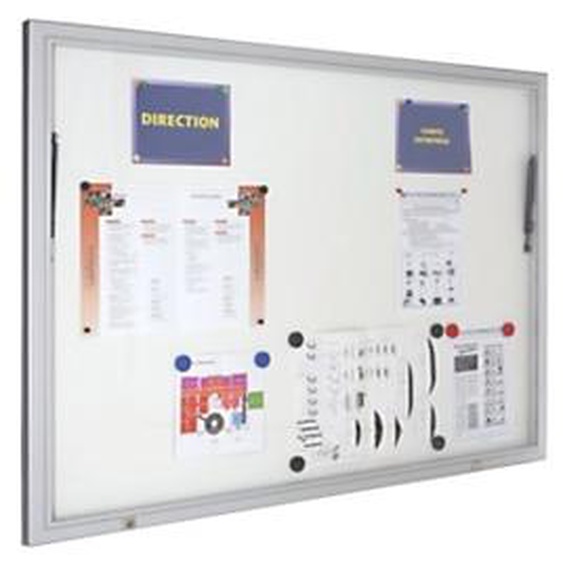 Planorga Vitrine dextérieur Classique45 porte levante 18 feuilles A4 - L.127 x 90 cm fond magnétique - Cadre Aluminium