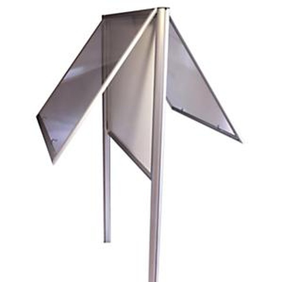 Planorga Vitrine déxterieur double Reverso 12 feuilles - Cadre aluminium - Pieds scellés