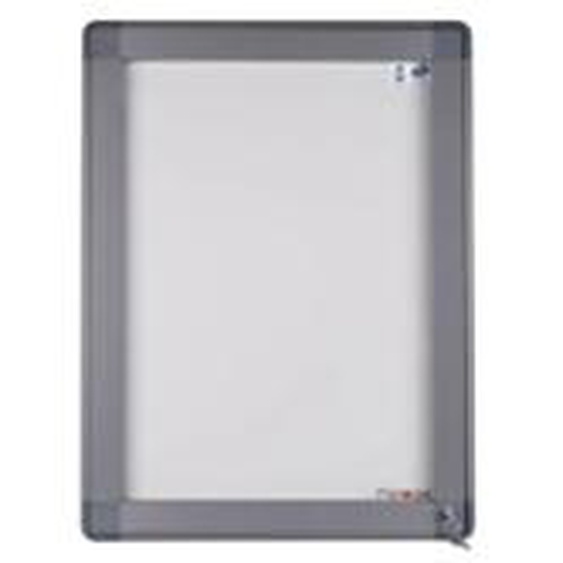 Planorga Vitrine dextérieur haute sécurité porte battante 12 feuilles A4 - 101 x 95 cm fond magnétique - Cadre gris