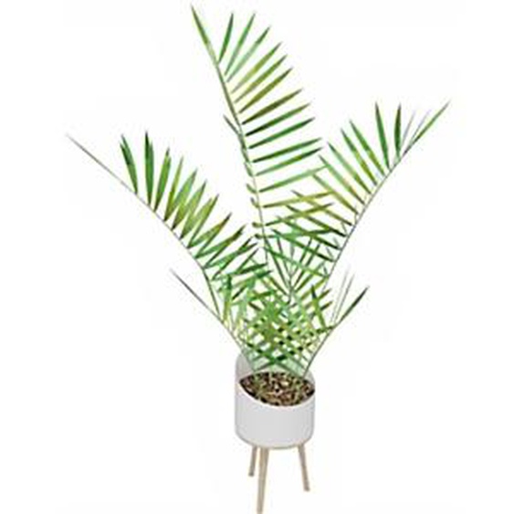Plante artificielle dintérieur Palmier H. 210 cm - Pot blanc sur pieds bois