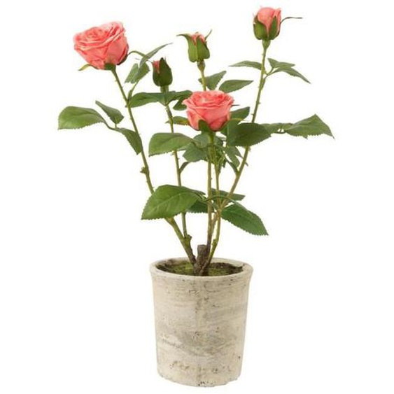 Plante Artificielle en Pot Rosier 39cm Rose