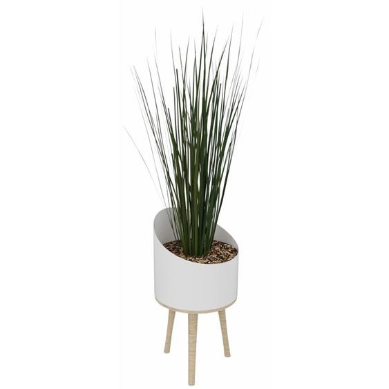 Plante artificielle Herbes hautes H. 155 cm - Pot rond blanc sur pied en bois