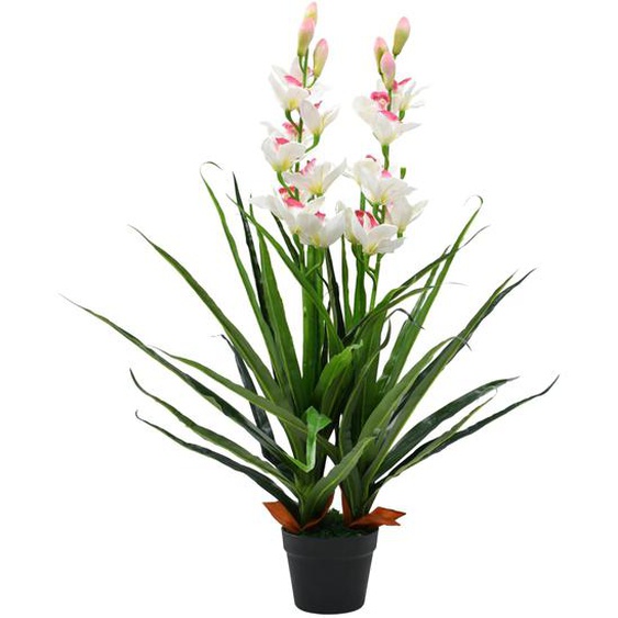 Plante artificielle Orchidée Cymbidium avec pot 100 cm Vert