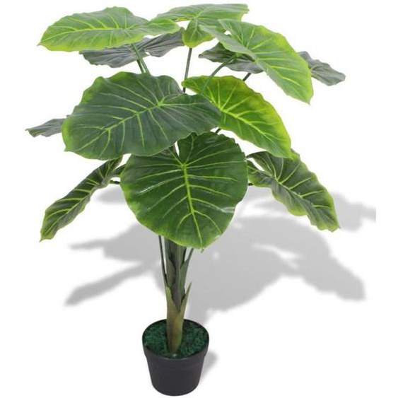 Plante artificielle taro avec pot - Omabeta - classique - vert plastique - (11,5-16) x 13 cm 7405148120857
