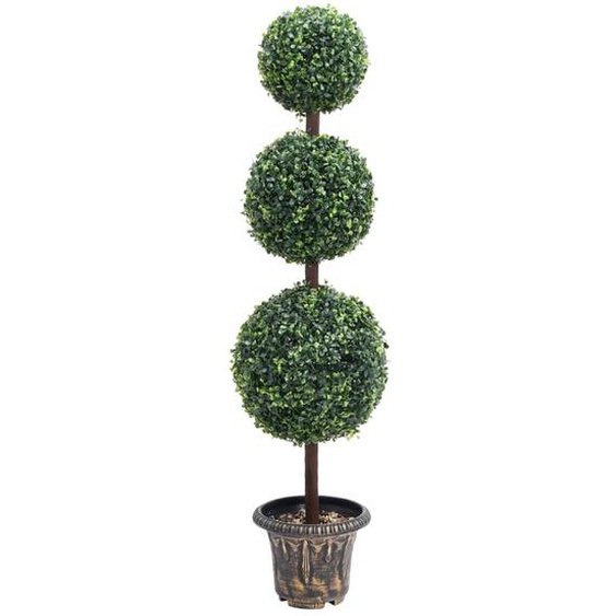 Plante de buis artificiel avec pot Forme de boule Vert 118 cm