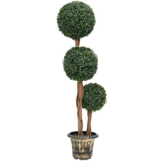Plante de buis artificiel avec pot Forme de boule Vert 119 cm