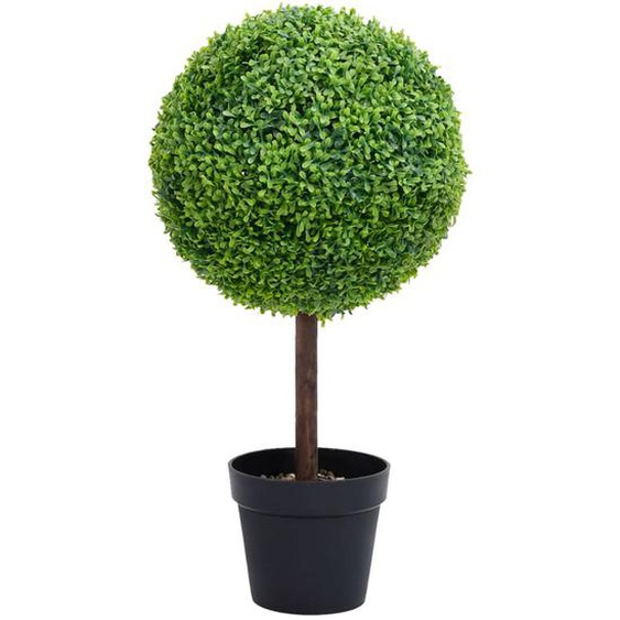 Plante de buis artificiel avec pot Forme de boule Vert 71 cm