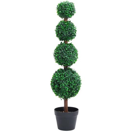 Plante de buis artificiel avec pot Forme de boule Vert 90 cm