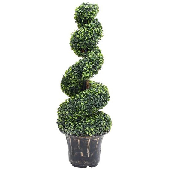 Plante de buis artificiel en spirale avec pot Vert 100 cm