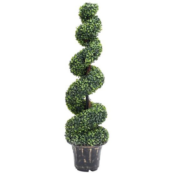 Plante de buis artificiel en spirale avec pot Vert 117 cm