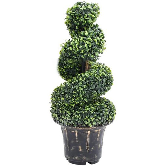 Plante de buis artificiel en spirale avec pot Vert 89 cm