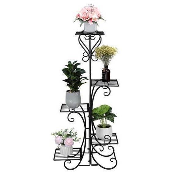 Plantes en Métal Étagère Echell à Fleurs Escalier 107x51x24cm pour Jardin Balcon Terrasse