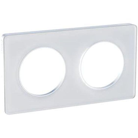 Plaque 2 prises Odace Touch verre liseré blanc